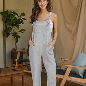 Milio-Milano The Milan Linen Overalls Jumpsuit in Slate Gray Size S